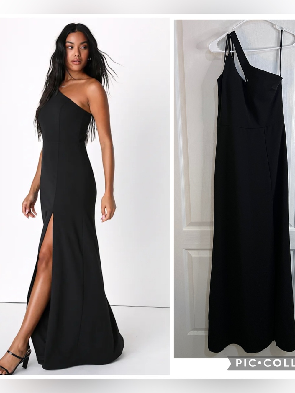 B Darlin One Shoulder Evening Gown with Side Slit open leg maxi dress size L